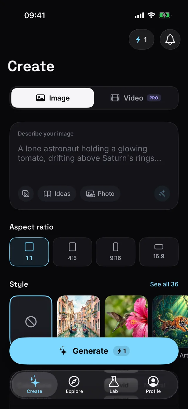 Create screen